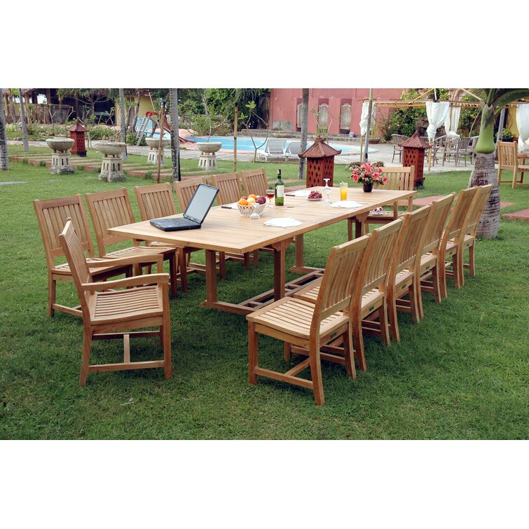 Roxanne 14 Person Rectangular Teak Outdoor Dining Set